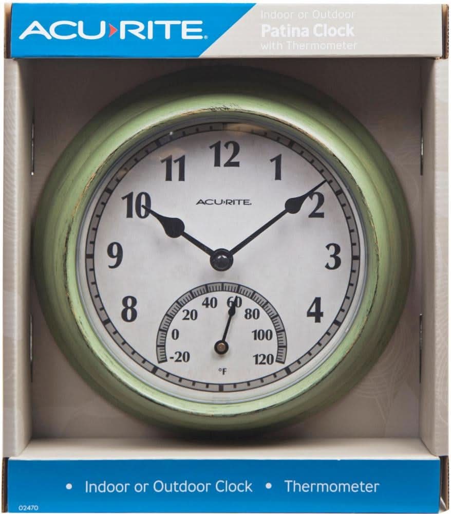 Acu-Rite Outdoor Clock With Thermometer - Rustic Green Delivery Near Me ...