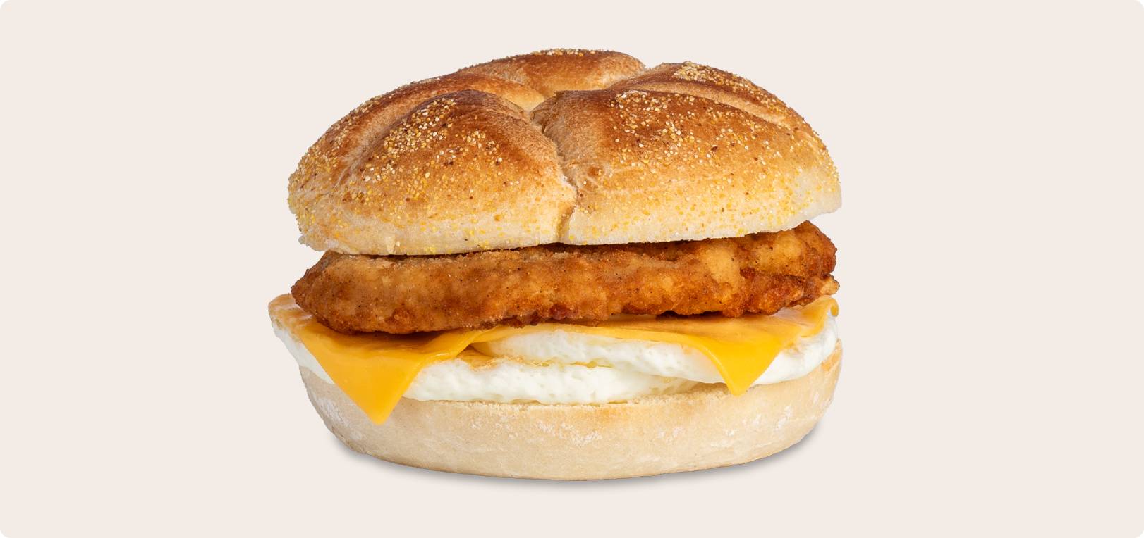 Breaded Chicken, Egg & Cheese on a Kaiser Roll