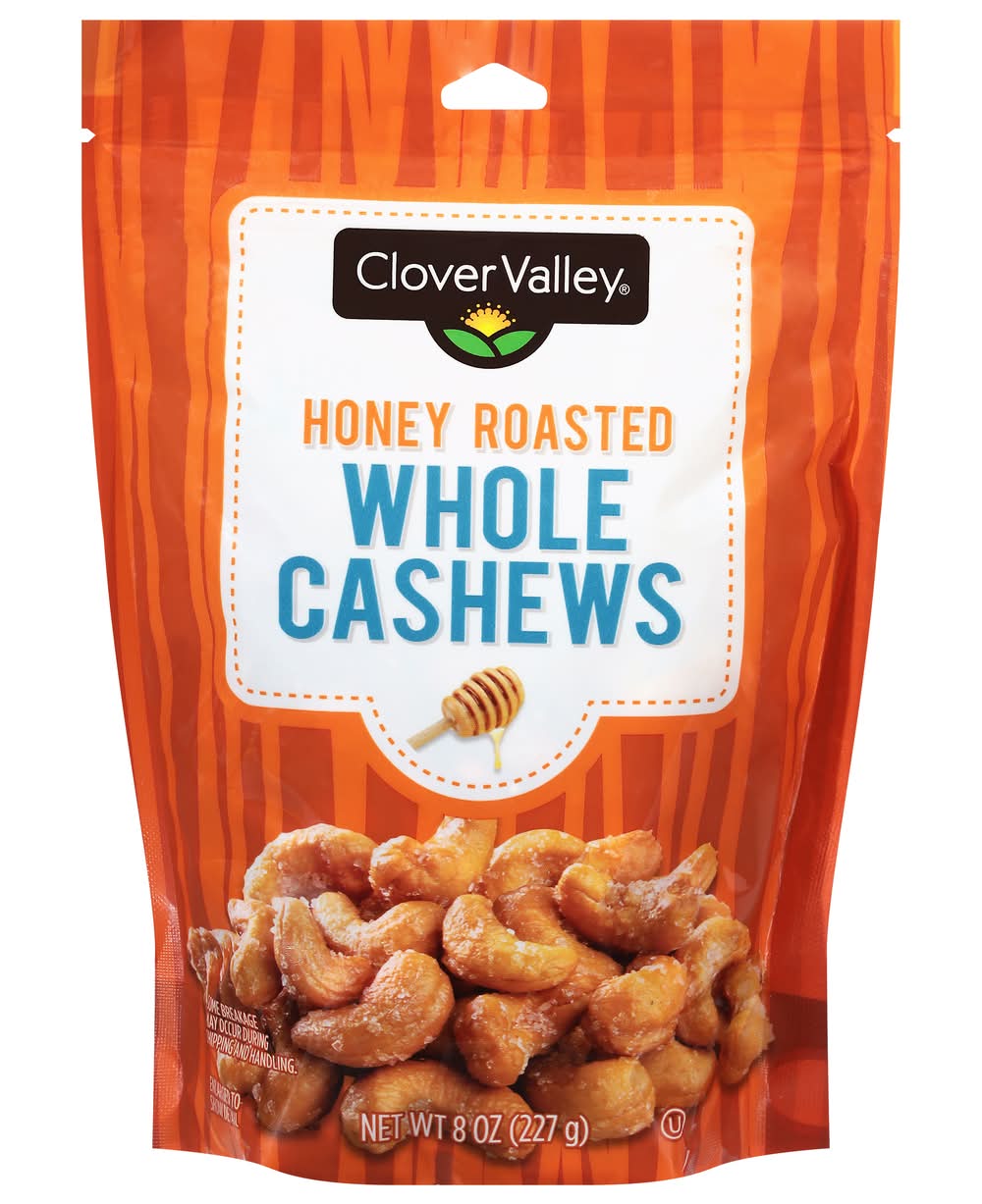 Clover Valley Whole Cashews, Honey Roasted (8 oz)