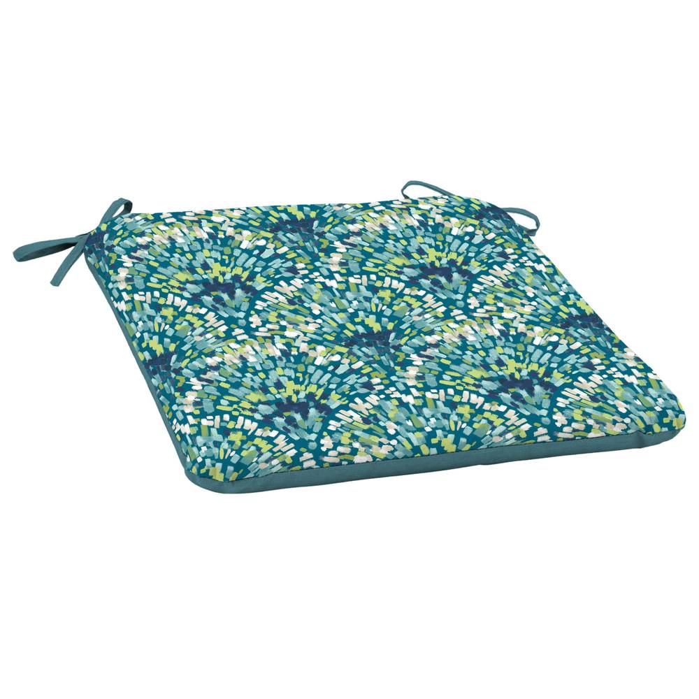 Style Selections 18-in x 19-in Teal Waves Patio Chair Cushion | HN1N361A-9C8