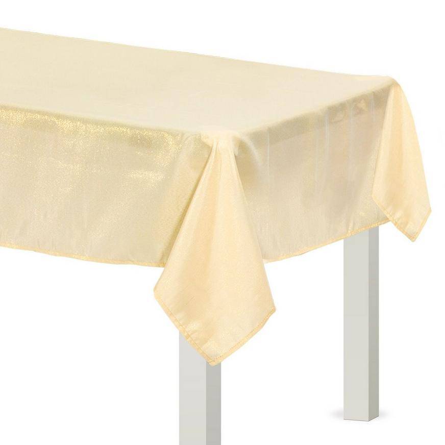 Metallic Vanilla Cream Fabric Tablecloth