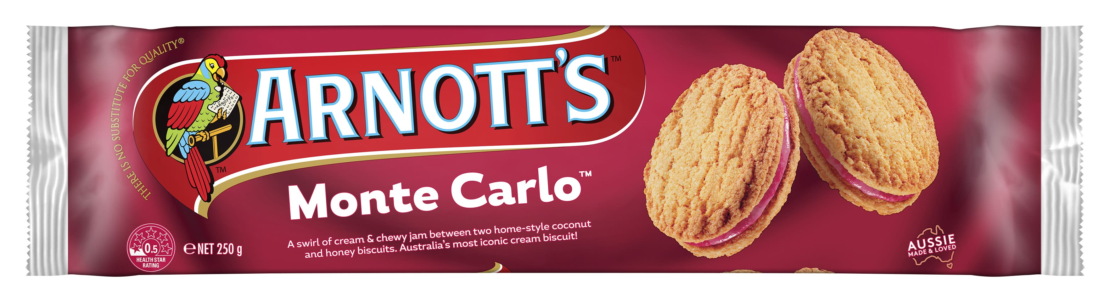 Arnott's Cream Filled Biscuits, Monte Carlo (250g)