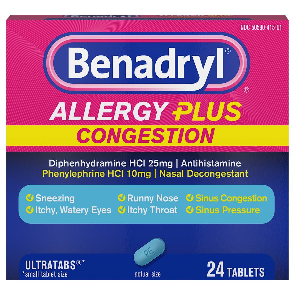 Benadryl Allergy Plus Congestion Tablets (0.63 oz)