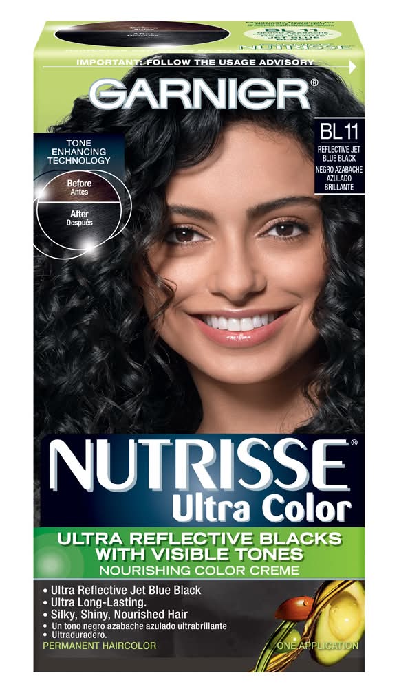 Garnier Nutrisse Ultra Color Nourishing Hair Color Creme, Bl11 Jet Blue Black