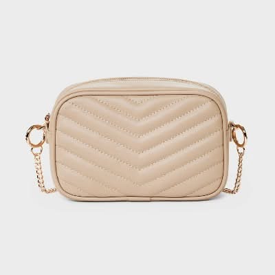 A New Day Quilted Camera Crossbody Bag, Tan