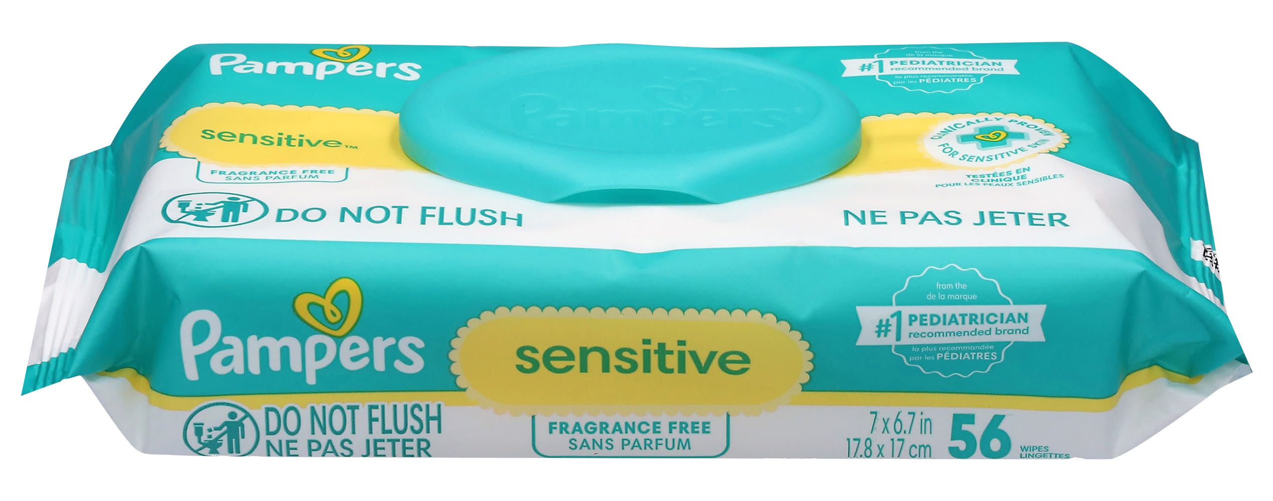 Pampers Sensitive Baby Wipes, 7x6.7 in (56 ct)