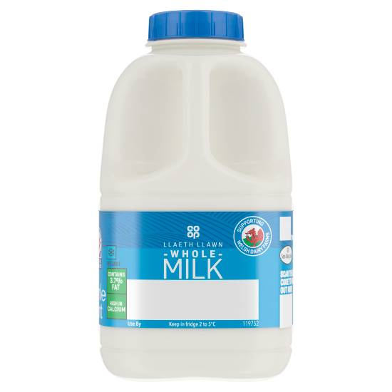 Co-Op Welsh Fresh Whole Milk 1 Pint 568ml