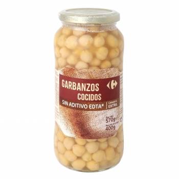 Garbanzos cocidos categoría extra Carrefour 400 g.