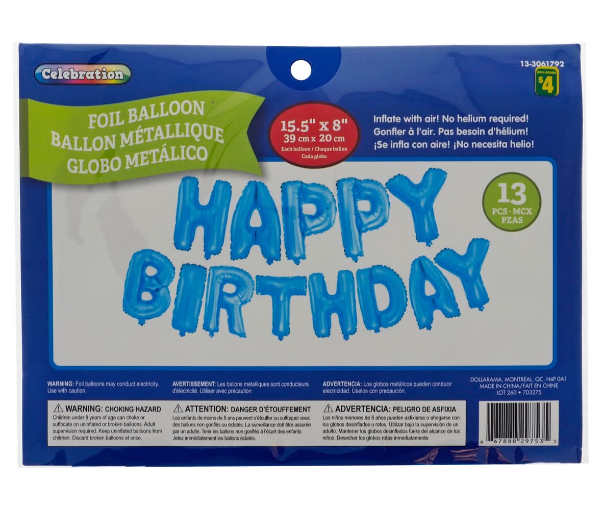 Celebration Metallic Happy Birthday Foil Balloons (13 ct)