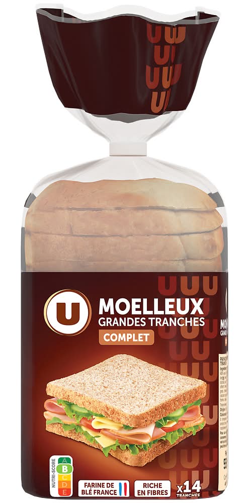 Les Produits U - Pain de mie tranches moelleuses complet (14)