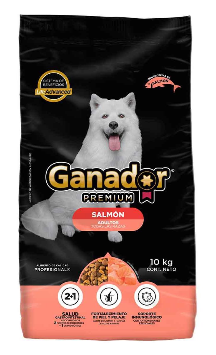Ganador · Alimento seco para perros premium, salmón, Adulto-Todas las Razas (10 kg)