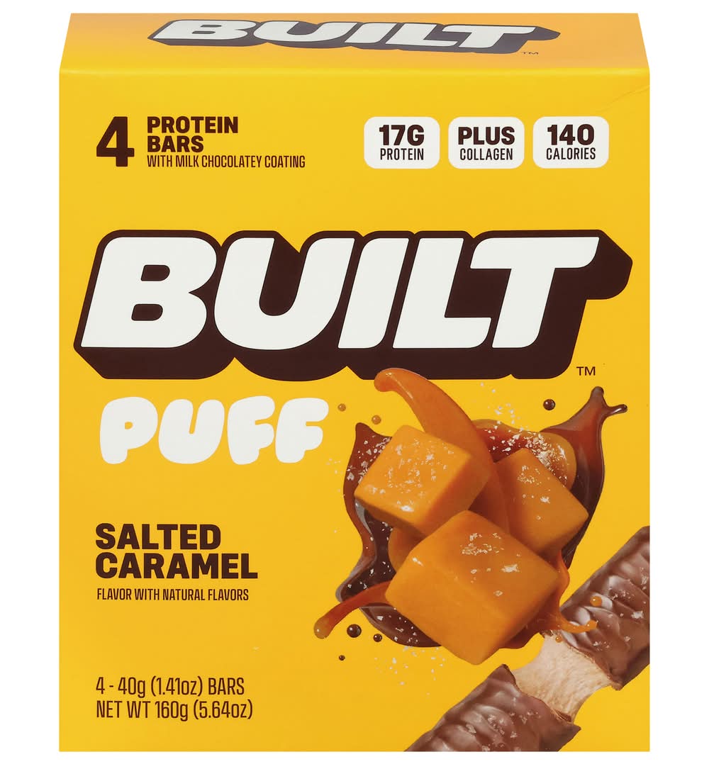 Built Puff Protein Bar With Milk Chocolatey Coating, Salted Caramel (4 x 1.41 oz)