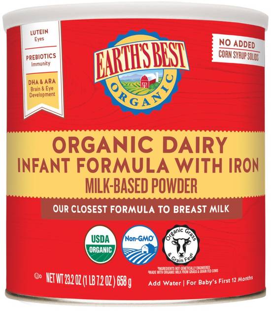 Earth's Best Organic Dairy Infant Powder Formula with Iron (23.2 oz)