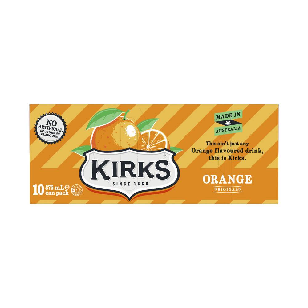 Kirks Soft Drink Orange Cans 10X375Ml 10 pack