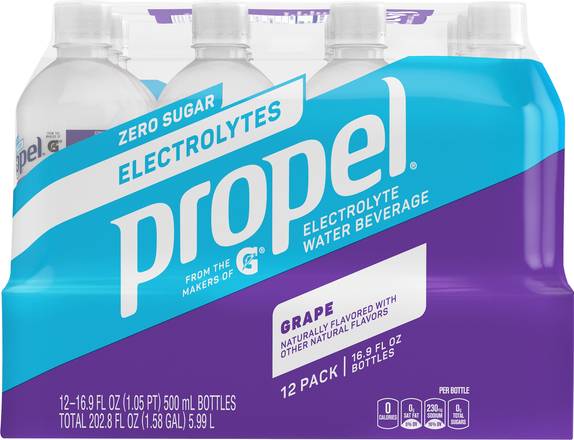 Propel Zero Sugar Grape Electrolyte Water (12 pack, 16.9 fl oz)