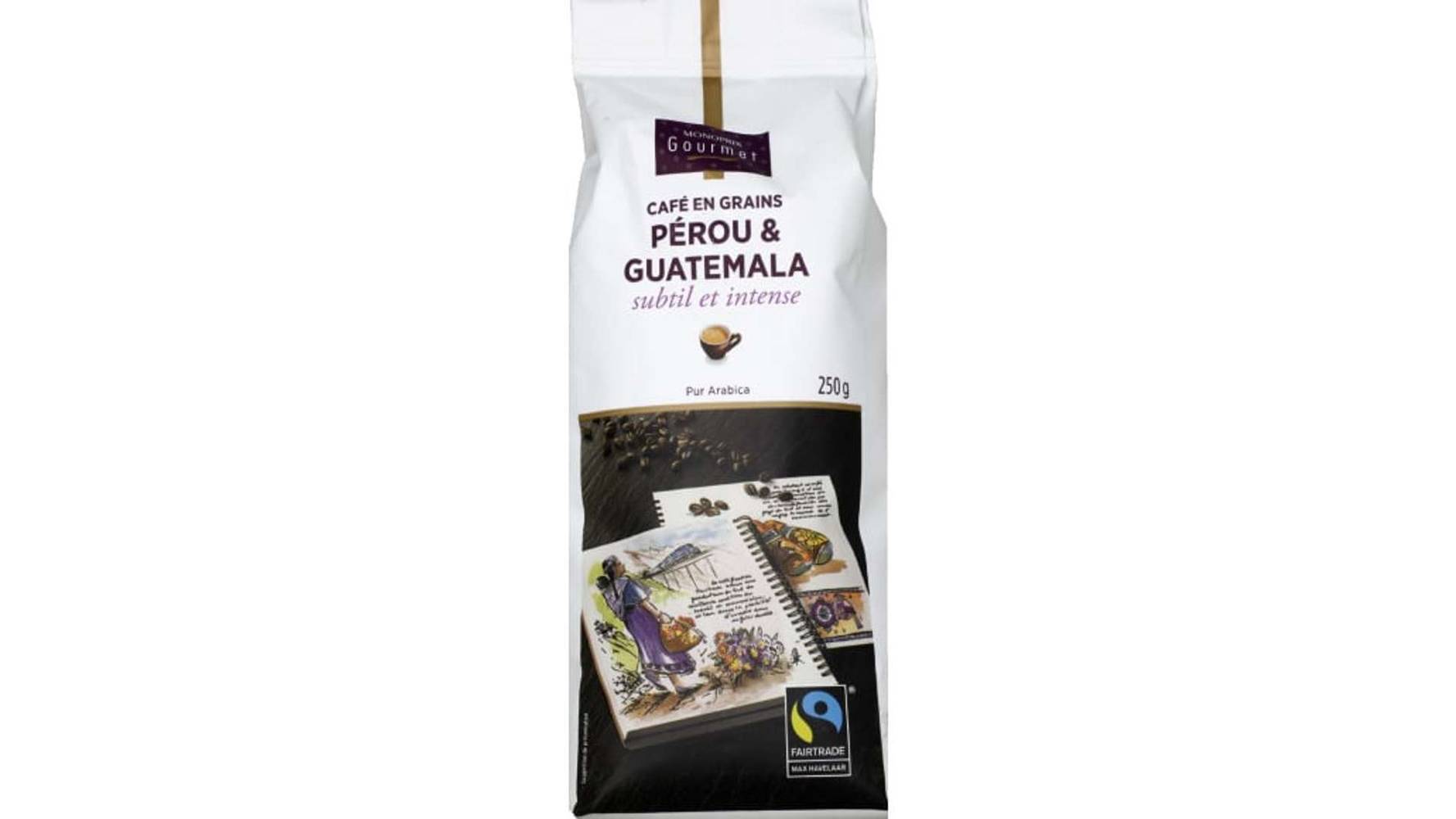 Monoprix Gourmet Café en grains Pérou & Guatemala, subtil et intense Le paquet de 250g