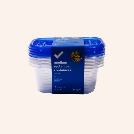 Longo's Essentials Rectangle Containers With Lids m (4 units.)