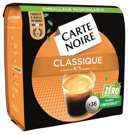 Café dosettes Compatibles Senseo Classique n°5 CARTE NOIRE - la boite de 36 dosettes