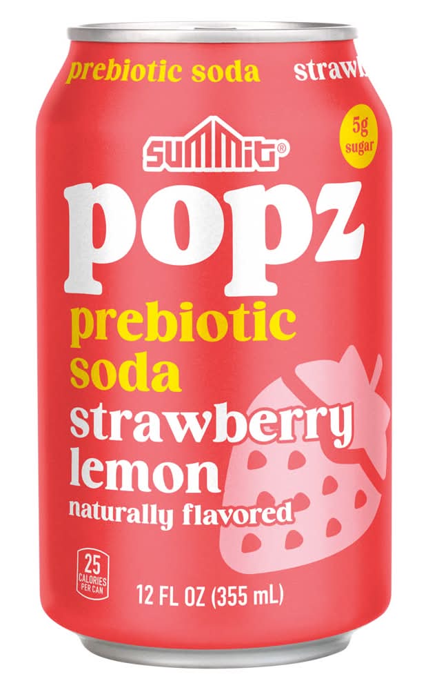 Summit Popz Probiotic Soda, Strawberry-Lemon (12 fl oz)
