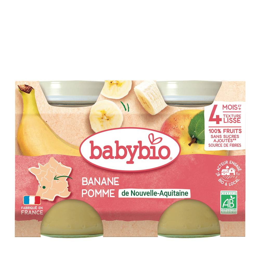 Babybio - Compotes pomme banane pour bébé dès 4 mois (260g)