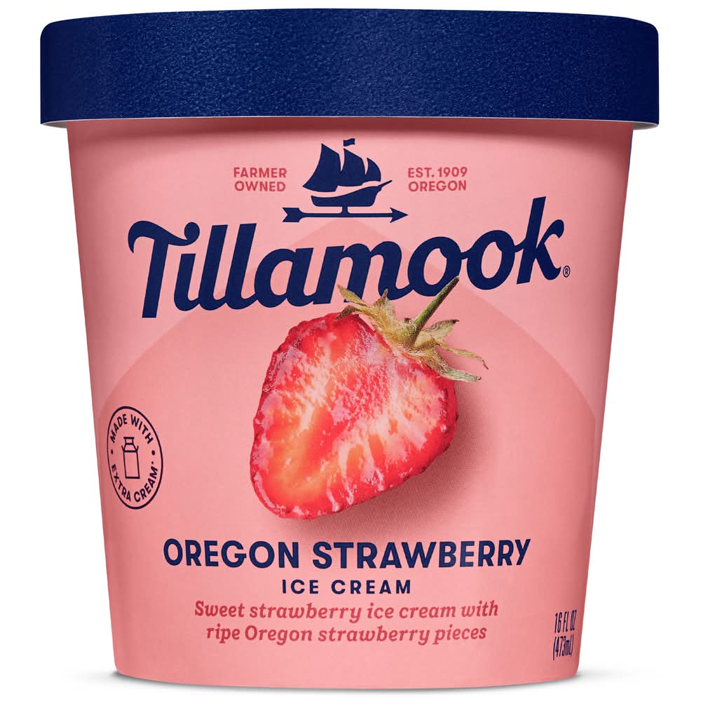 Tillamook Ice Cream, Oregon Strawberry (16 fl oz)