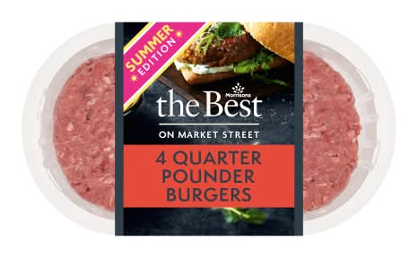 Morrisons The Best British Beef Quarter Pounders Burgers (4 pack)