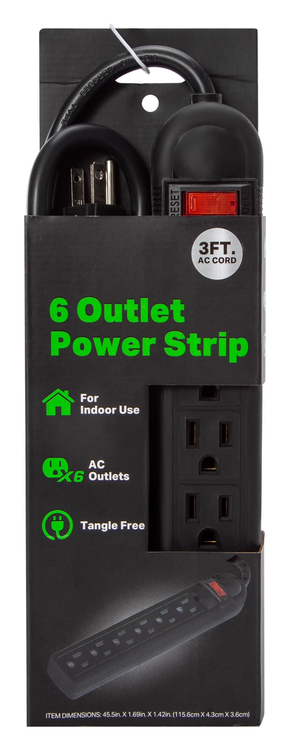 6-Outlet Power Strip Black Multi
