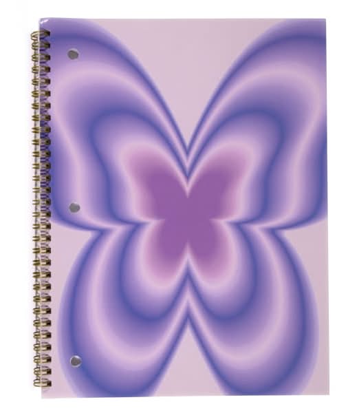 Top Flight Fashion 1-Subject Notebook, 8" x 10", 70 Sheets, Purple Butterfly