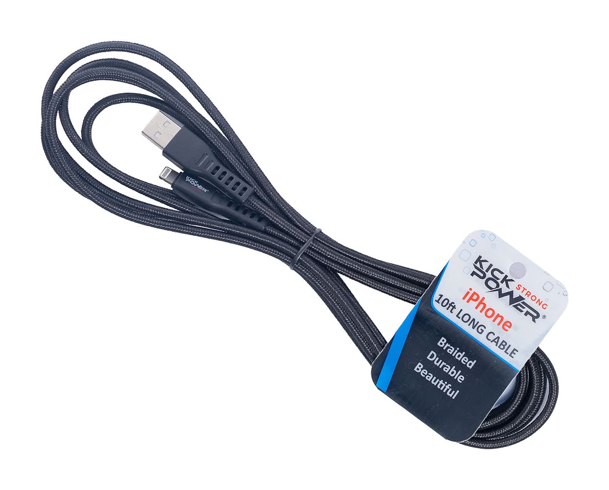KickPOWER · Cable mfi de carga y transmisión de datos para iphone 1.0, 3.04 m