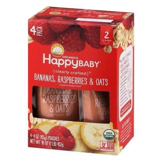 Happy Baby Organics Bananas Raspberries & Oats Blend (4 ct)
