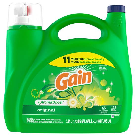 Gain + Aroma Boost Liquid Laundry Detergent, Original Scent, 78 Loads, 113 fl Oz, He Compatible