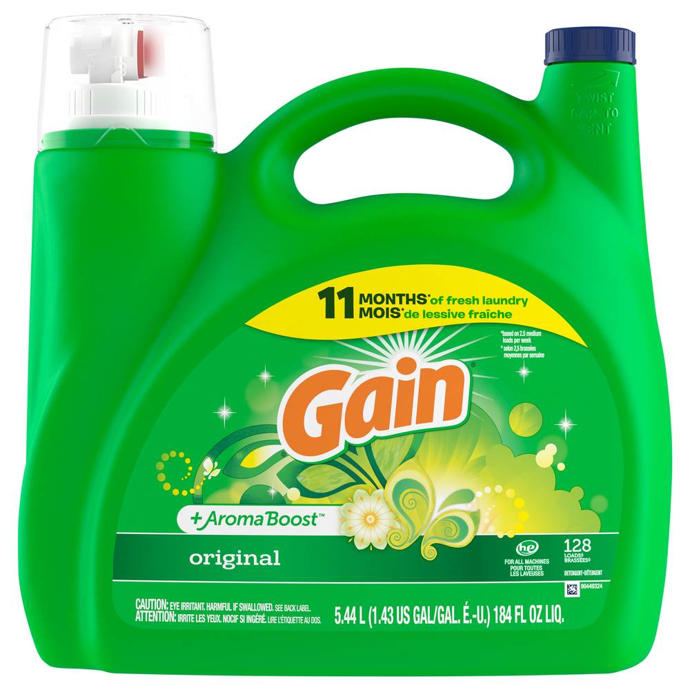 Gain + Aroma Boost Liquid Laundry Detergent, Original Scent, 78 Loads He Compatible (184 fl oz)