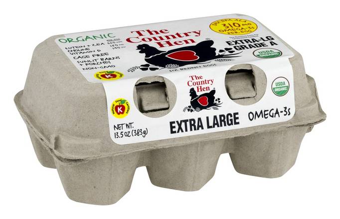 The Country Hen Organic Extra Large Grade a Eggs (6 eggs)