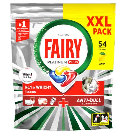 Fairy Lemon, Platinum Plus All in One Dishwasher Tablets (54 pack)