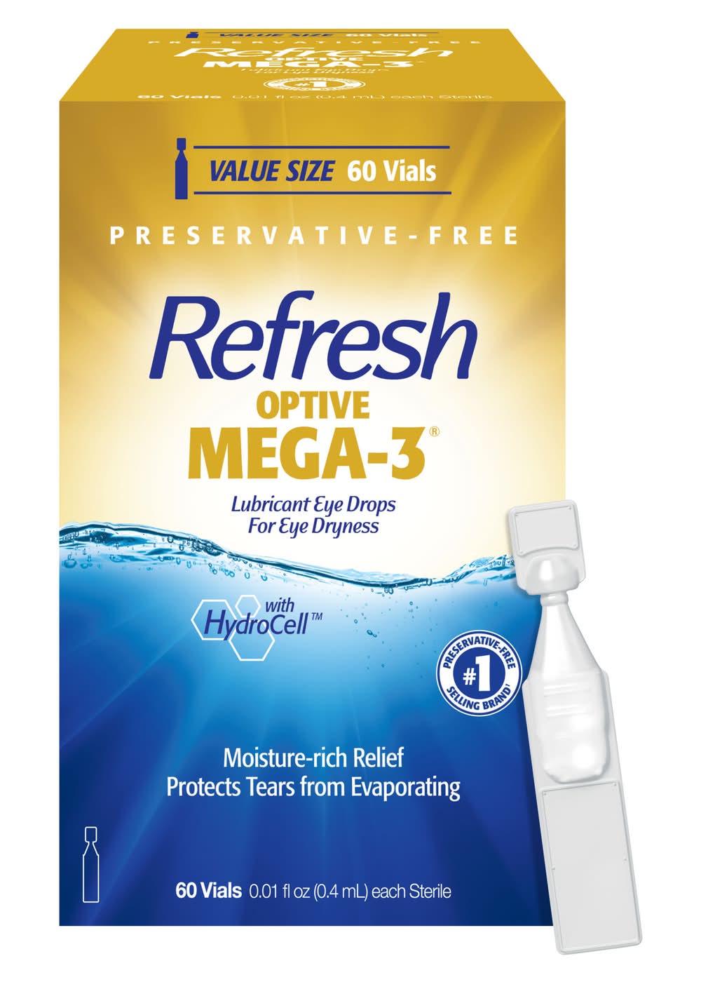 Refresh Optive Mega-3 Preservative-Free Lubricant Eye Drops Vials (0.4 ml, 60 ct)