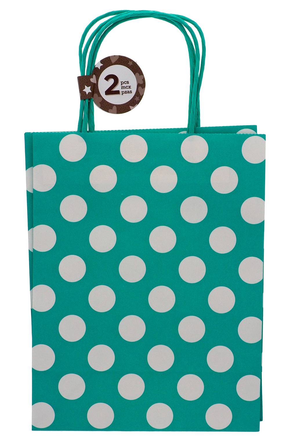 Gift Bag With Handle, Green-White (2 ct)