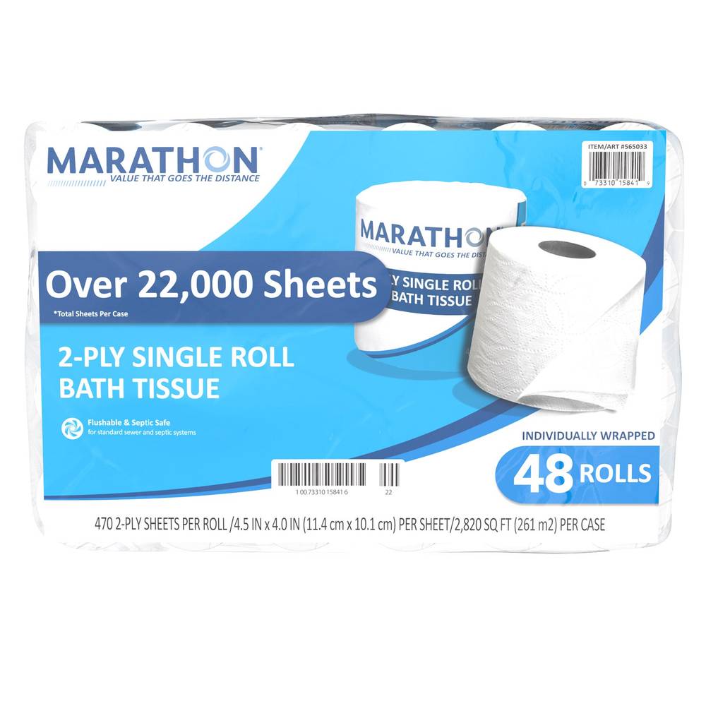 Marathon 2-ply Single Roll Bath Tissue (48 ct)