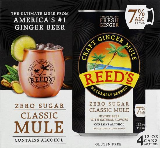Reed's Classic Mule Ginger Beer (4 ct, 12 fl oz)