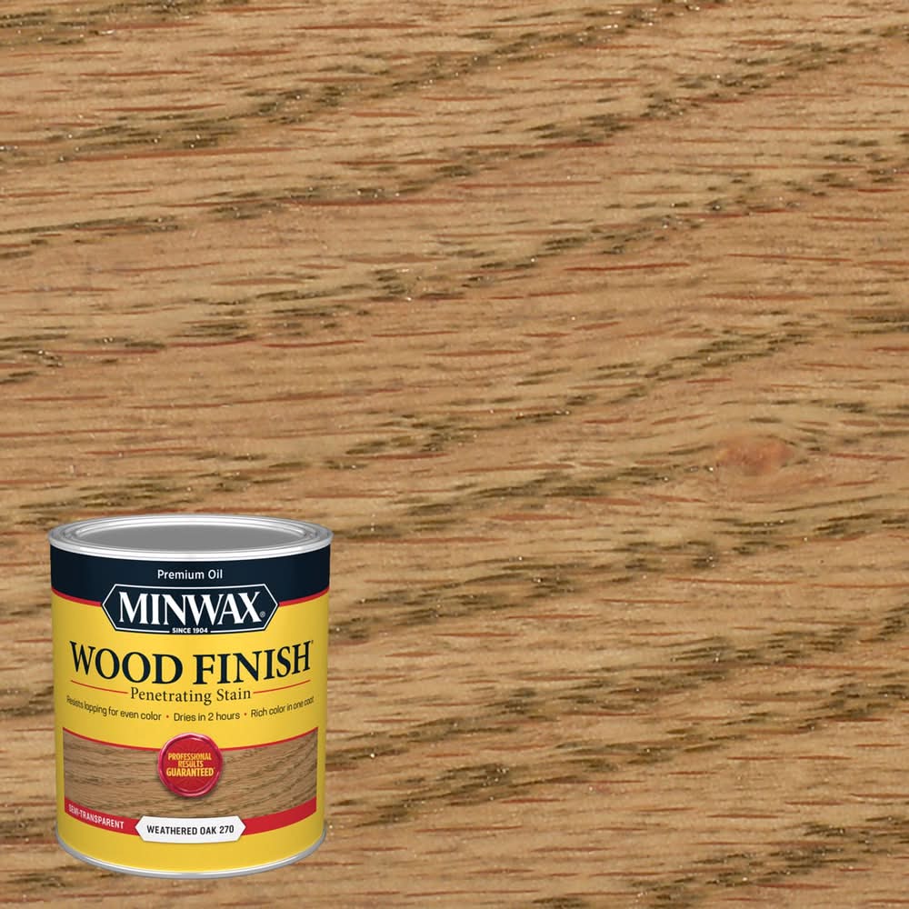 Minwax Wood Finish Semi-Transparent Weathered Oak Oil-Based Penetrating Wood Stain 1 Qt