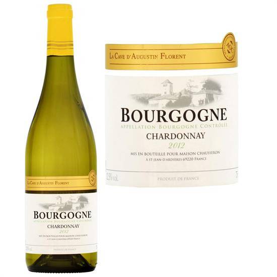 Vin blanc Bourgogne Chardonnay CAVE AUGUSTIN FLORENT - la bouteille de 75cL