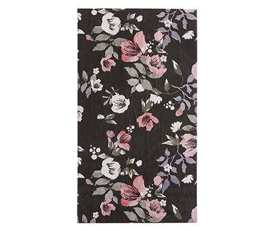 Black Watercolor Floral Napkins, 32-Pack