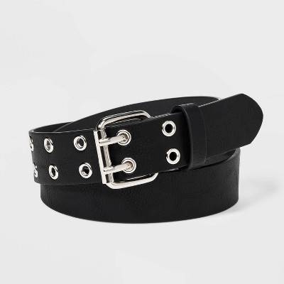 Girls' Belt with Silver Grommets - art class™ Black XL: Adjustable Strap, Bonded Leather, Buckle Closure
