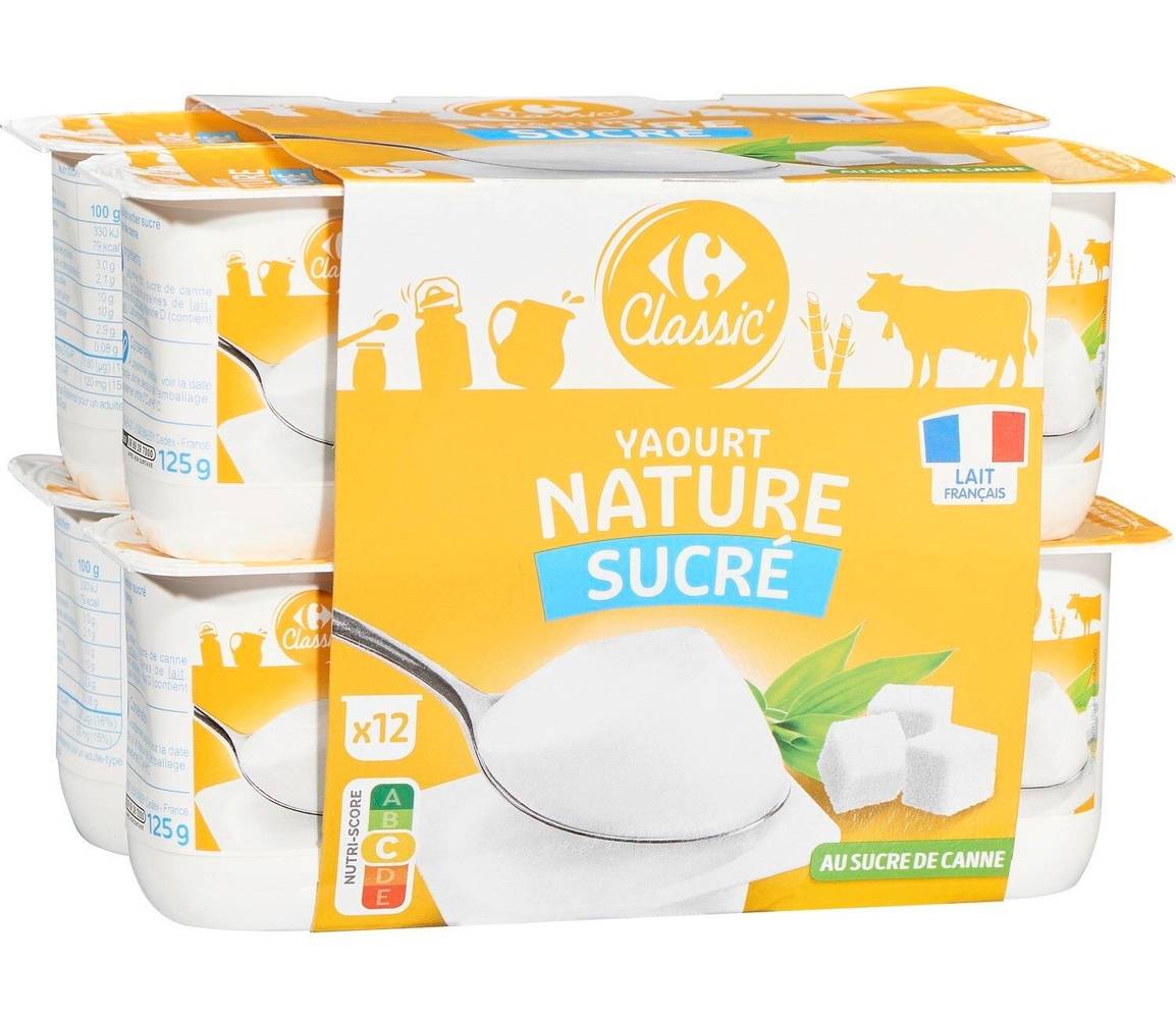 Carrefour Classic' - Yaourt nature sucré (12 x 125g)