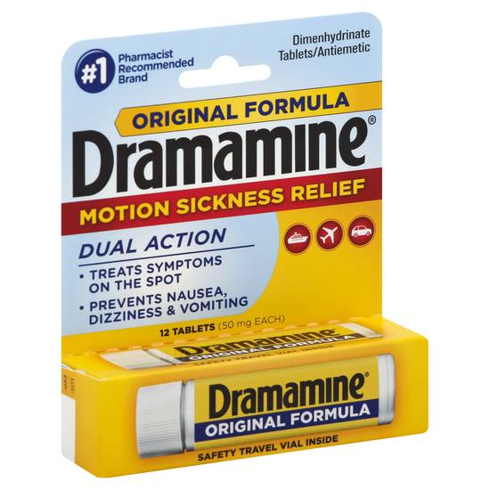 Dramamine Dual Action Motion Sickness Relief 50 mg Tablets (12 ct)