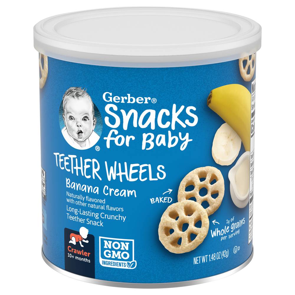 Gerber Snacks For Baby Teether Wheels, Banana Cream (1.48 oz)