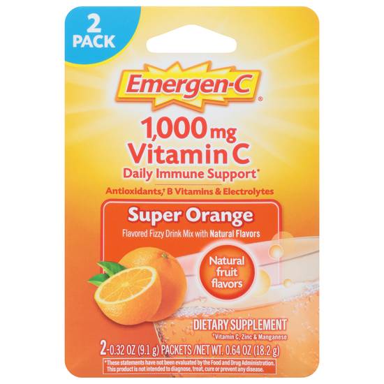 Emergen-C 1000 mg Super Orange Vitamin C ( 2 ct , 0.32 oz)