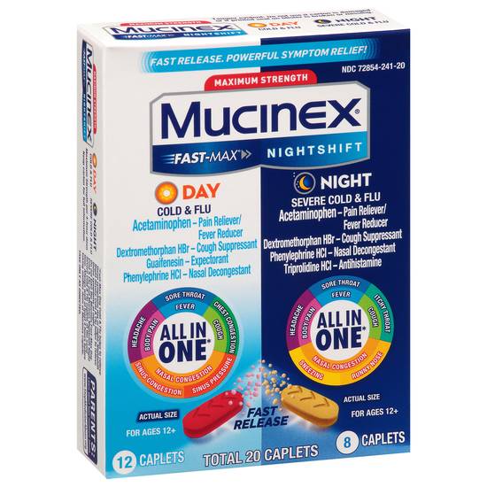Mucinex Fast-Max/Nightshift Day/Night Maximum Strength Cold & Flu (20 ct)