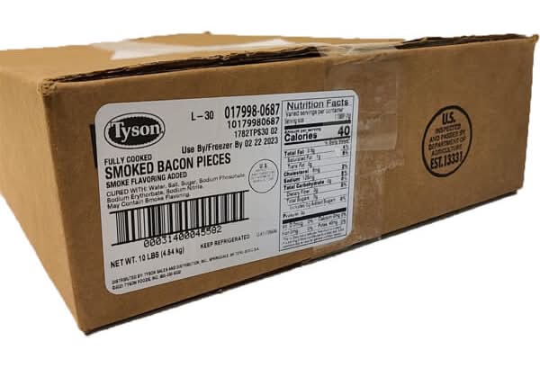 Tyson Fully Cooked Smoked Bacon Pieces (160 oz, 2 ct)