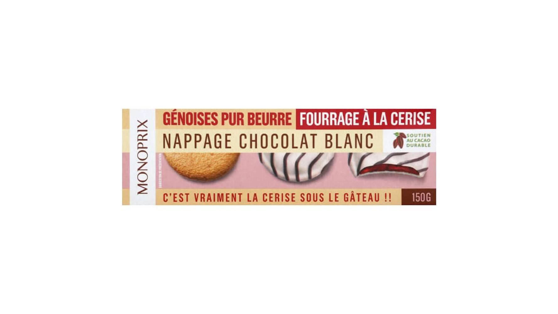 Monoprix - Génoises, cerise - chocolat blanc (12)