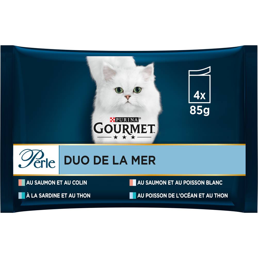 Purina Gourmet - Perle duo de la mer pâtée pour chat adulte (saumon - colin - sardine - thon - poisson blanc)